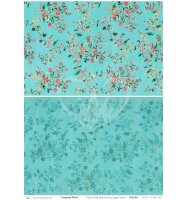 Posh Chalk Decoupage Paper - Turquoise Floral A3